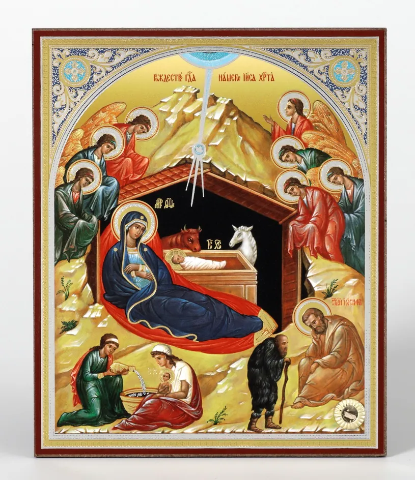 Icon on wooden panel 11×13 double embossing (18 mm), packaging Nativity of Christ 39