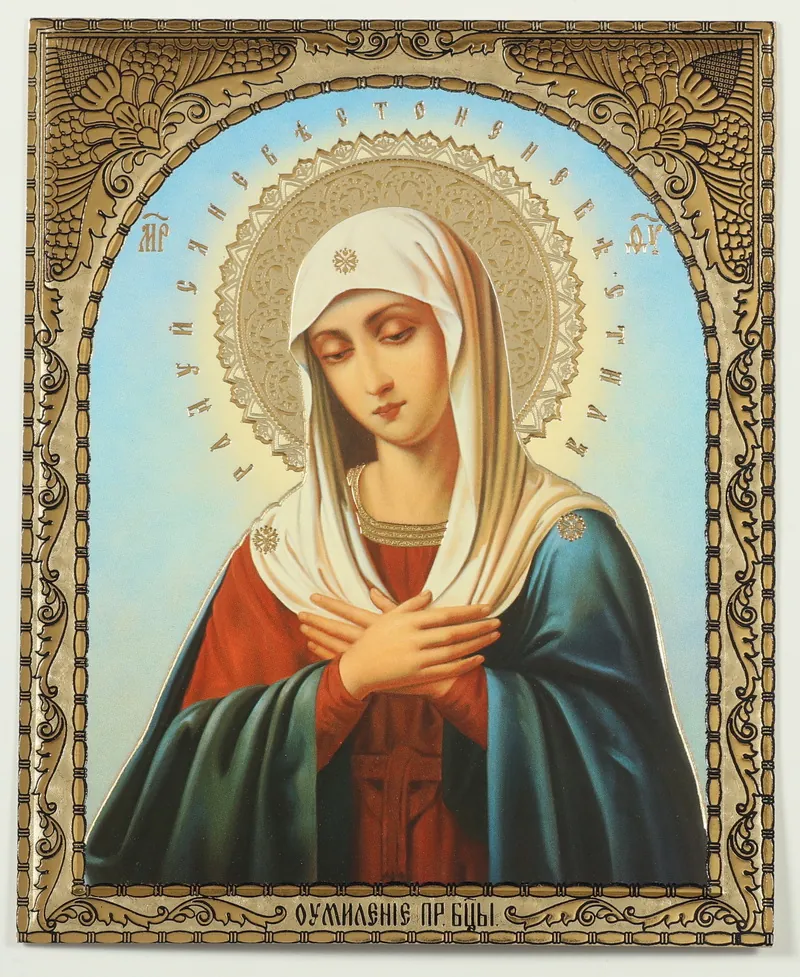 Icon on wooden panel 9×12 blind embossing (10 mm) Tenderness