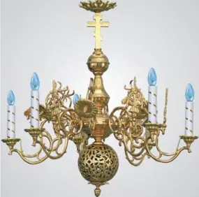 Chandelier 1 tier 6 candles with ball gilding
