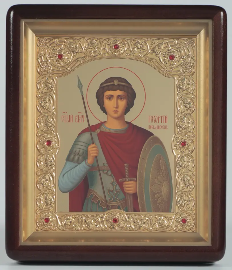 ხატი კიოტში 18×24 ფიგურული, ტემპერა №8, ფიგურული ჩარჩო, მოოქროვილი გიორგი ძლევამოსილი 1