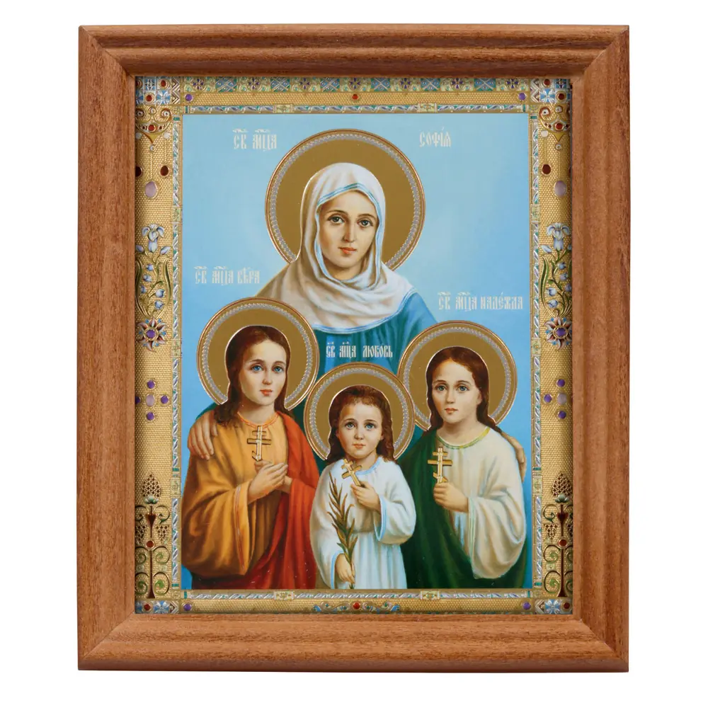 Icon in wooden frame №3 11×13 double embossing Faith, Hope, Love 8