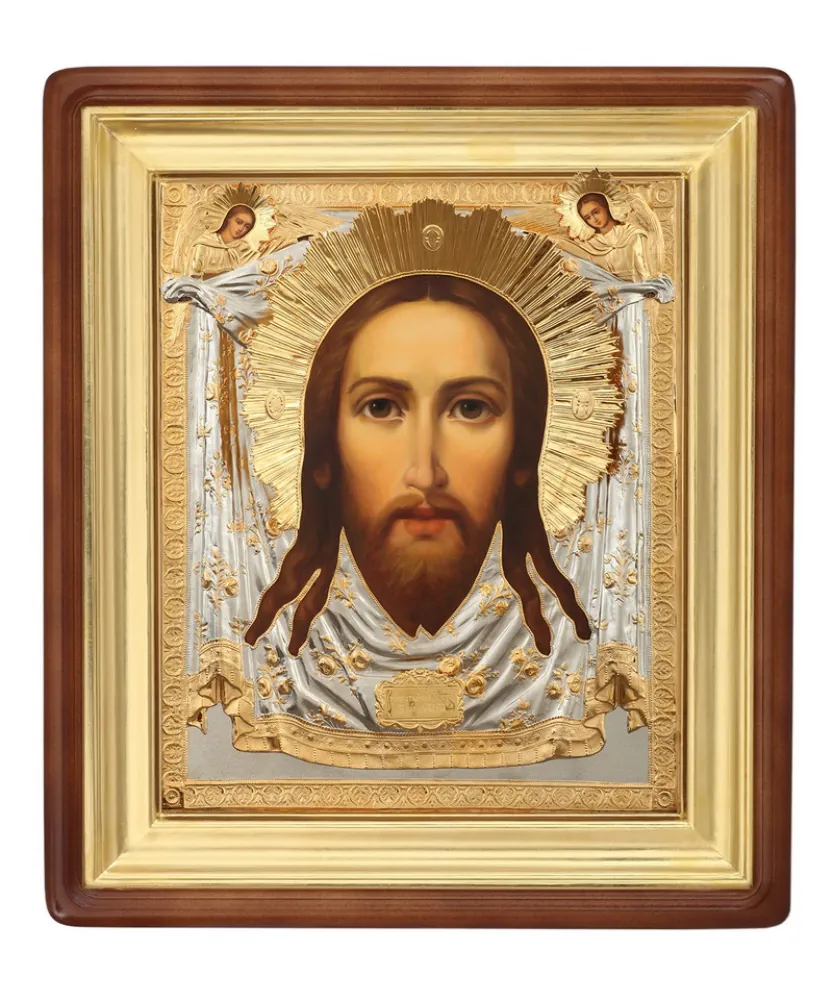 ფერწერული ხატი კიოტში 70×80 ზეთი, მოჭედილობა №150, კიოტი №1 ხელთუქმნელი მაცხოვარი