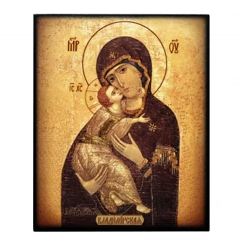 Icon on board 13×15 3D print, varnish Vladimir Mother of God 3