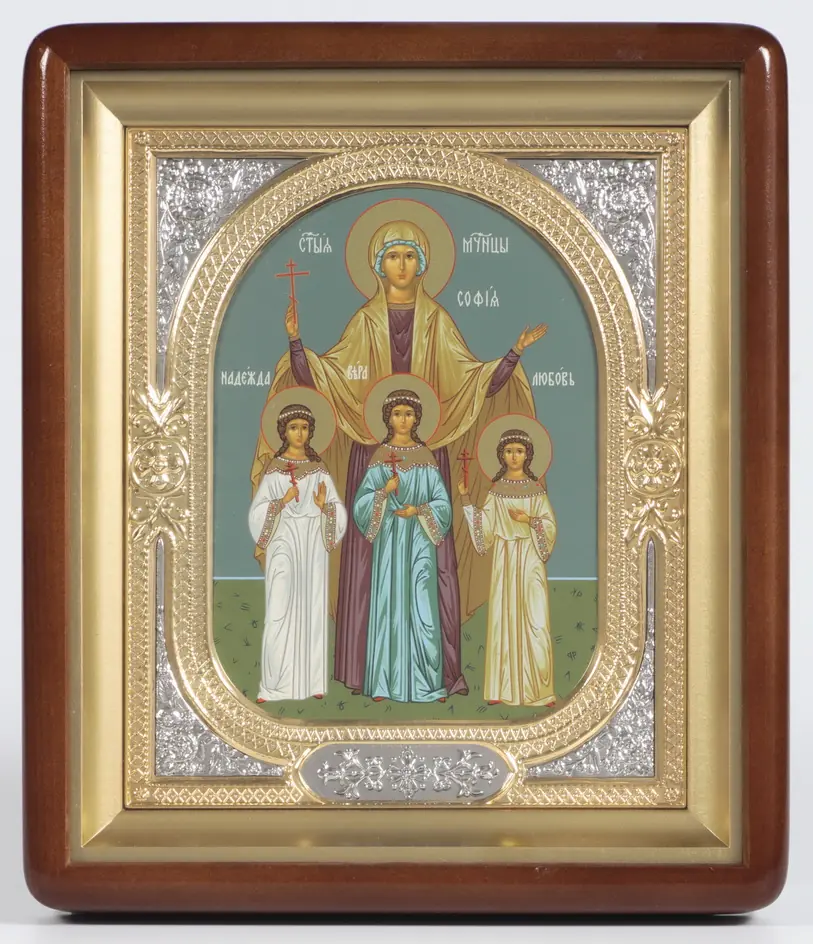 ხატი კიოტში 18×24 ფიგურული, ტემპერა, მოცულობითი მოჭედილობა-ჩარჩო, ღია, მოოქროვილი, მონიკელება რწმენა, იმედი, სიყვარული