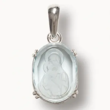 Neck icon №46 intaglio oval 12 * 16 quartz silver Vladimir Mother of God