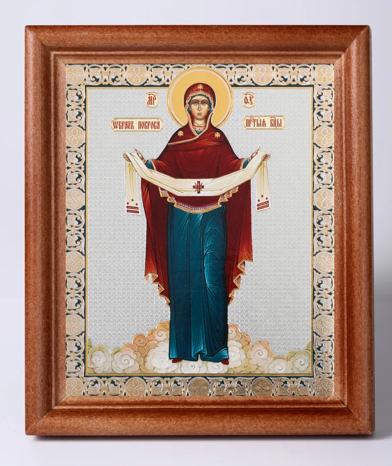 ხატი ხის ჩარჩოში №1 11×13 ორმაგი ტვიფრი საფარველი (სრული სიმაღლის)