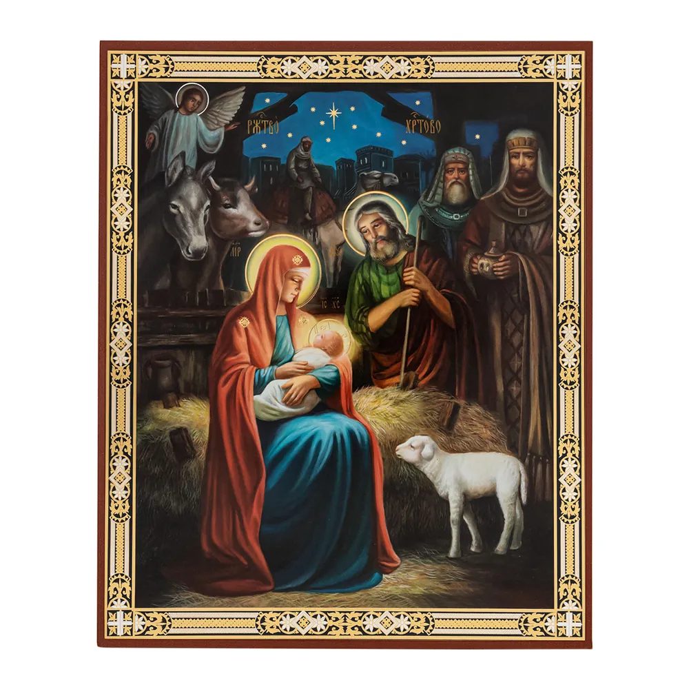 Icon on hardboard №1 11×13 double embossing Nativity of Christ 67