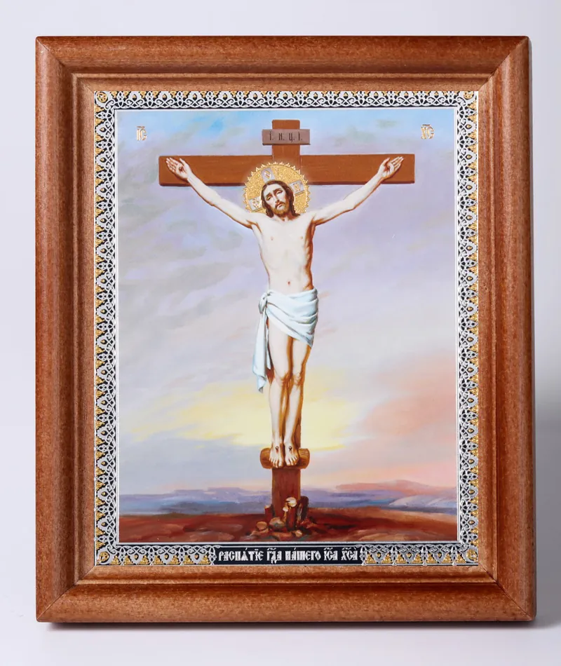 Icon in wooden frame №1 11×13 double embossing Crucifixion 2