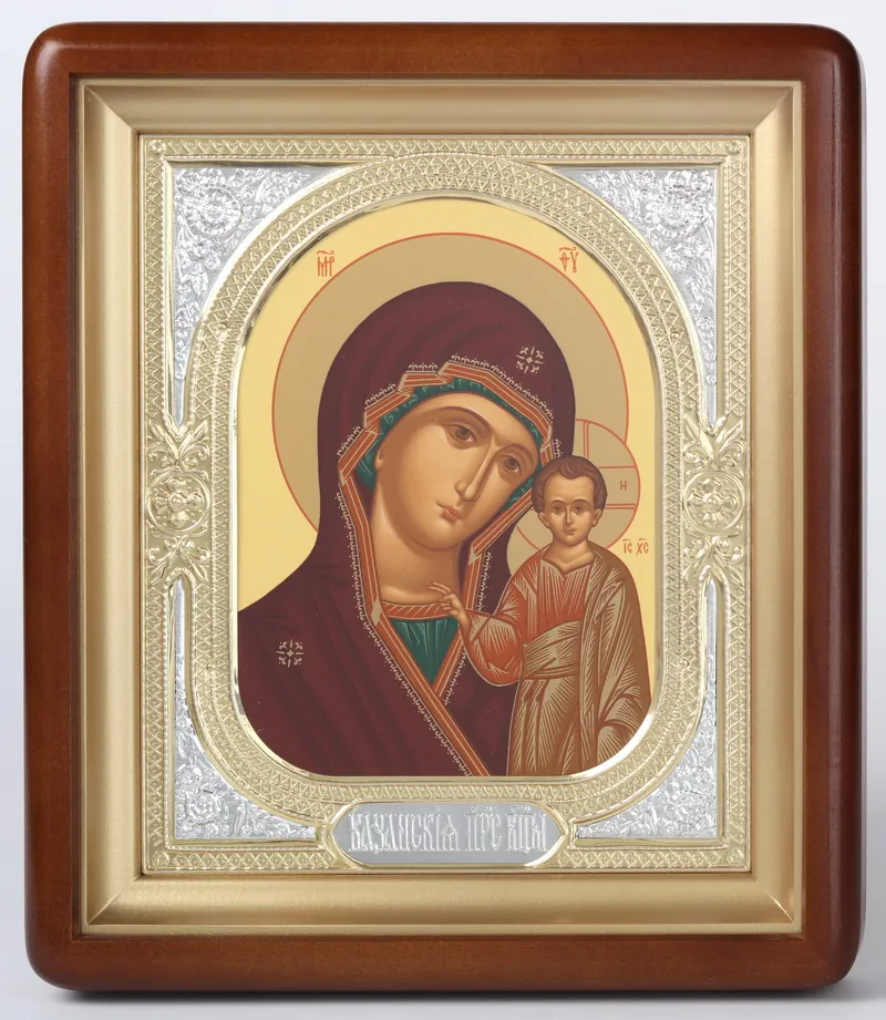 Icon in icon case 18×24 shaped, tempera, riza frame №1 Kazan Mother of God