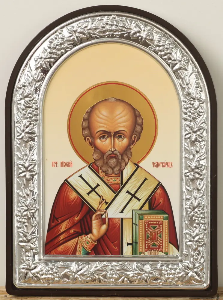 Icon in plastic frame 9×12 arched №1 Nicholas the Wonderworker 10