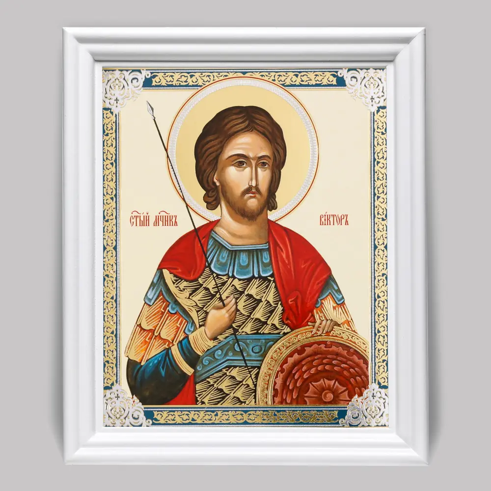 Icon in wooden frame №3 11×13 (white) double embossing Victor 3