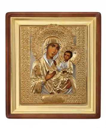 Painted icon in icon case 24×30 oil, riza cover №91, icon case №1 Iveron Mother of God