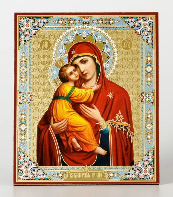 Icon on hardboard №1 11×13 double embossing Vladimir Mother of God 17