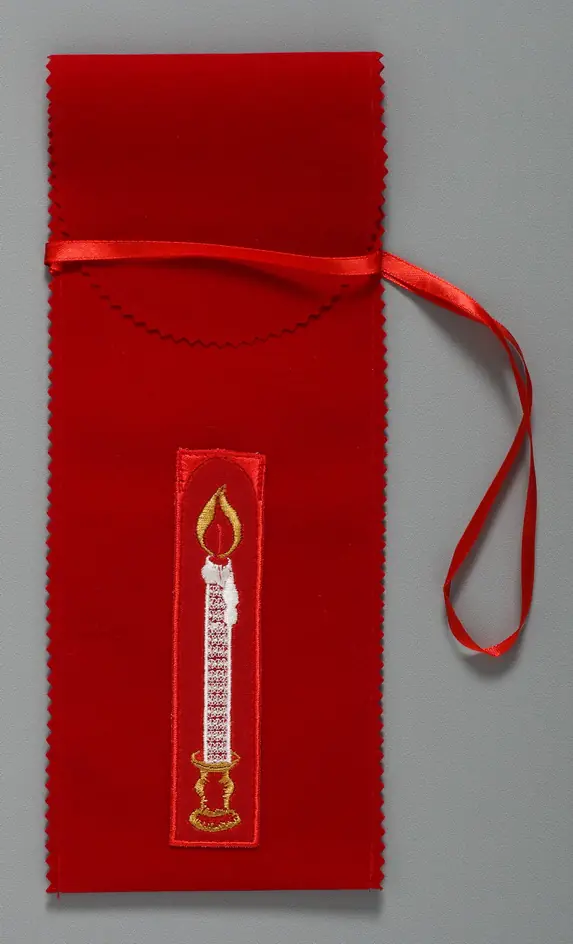 Candle cover with machine embroidery 26×10 №3