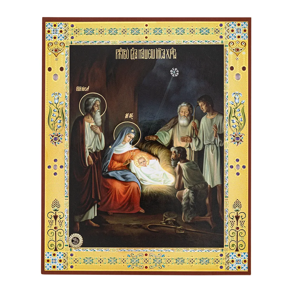 Icon on wooden panel 11×13 double embossing (18 mm), packaging Nativity of Christ 66