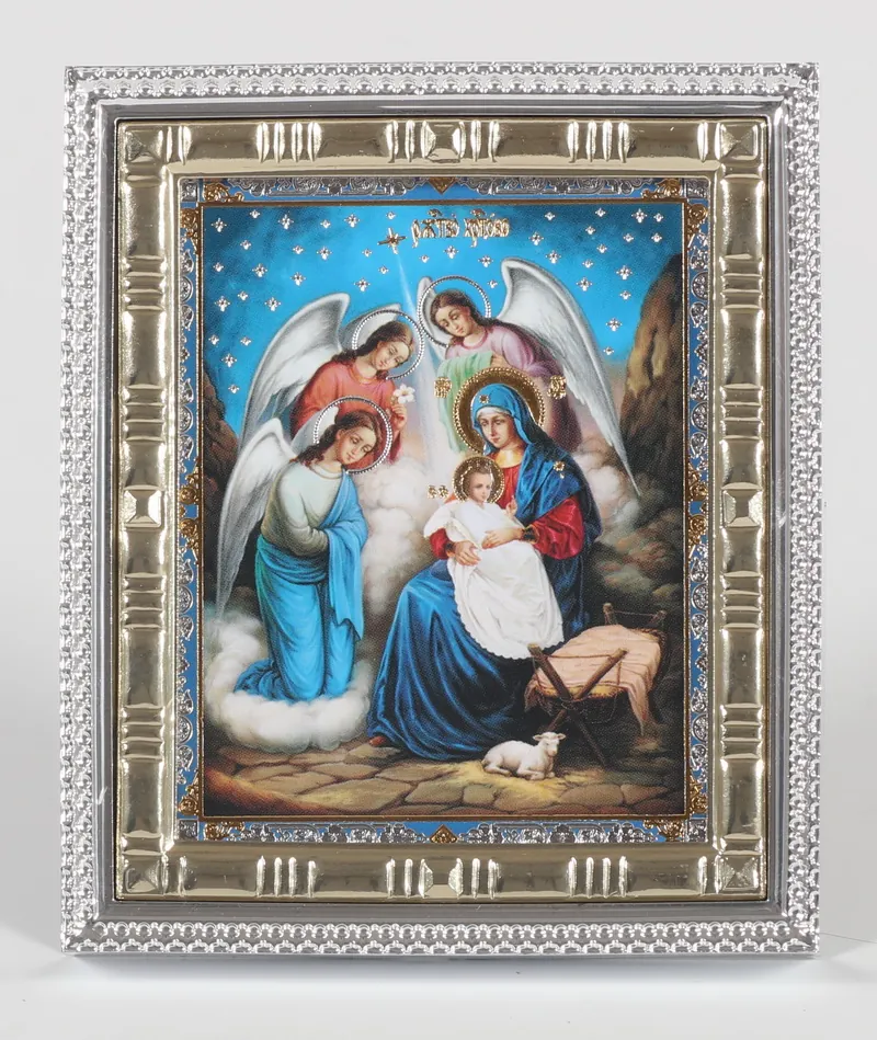 Icon in plastic frame 7×9 metallised Nativity of Christ 42