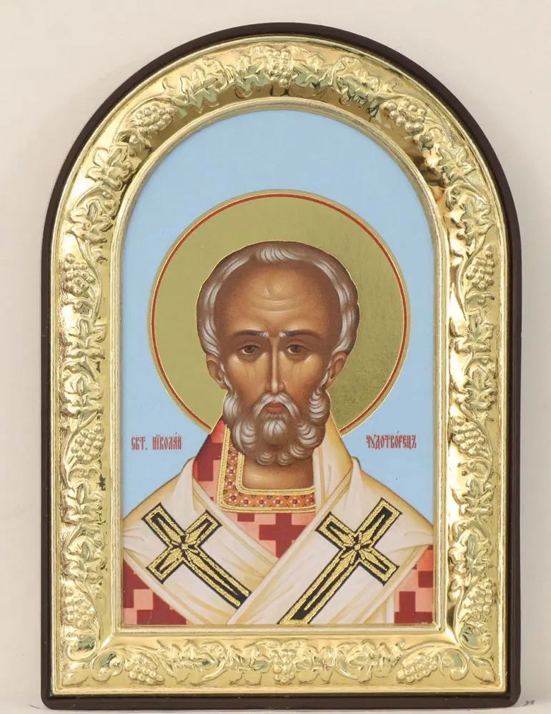 Icon in plastic frame 6×9 arched №2 Nicholas the Wonderworker 2