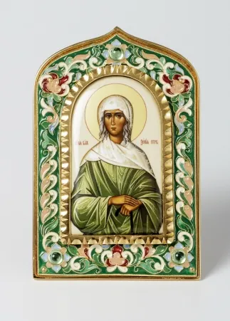 Icon of Blessed Xenia of St Petersburg №003 electroforming, enamel, decal, gilding