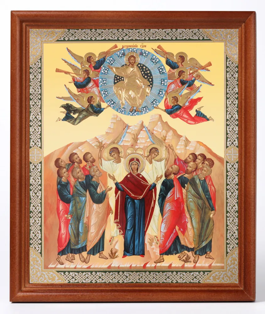 Icon in wooden frame №1 18×24 double embossing Ascension of the Lord