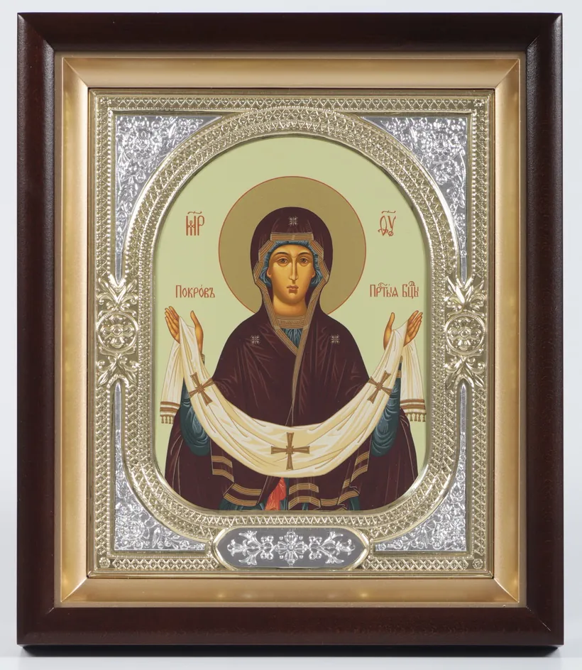 Icon in icon case 18×24 complex, tempera, riza frame №1 Protection