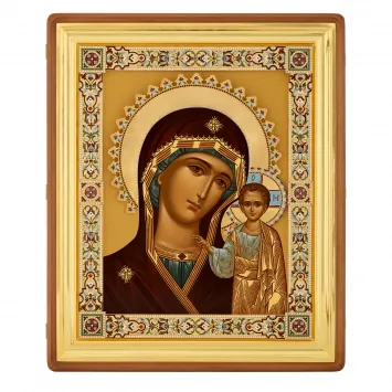 Painted icon in silver cover 50 * 70 / icon case / Kazan Mother of God (6432205322791661)