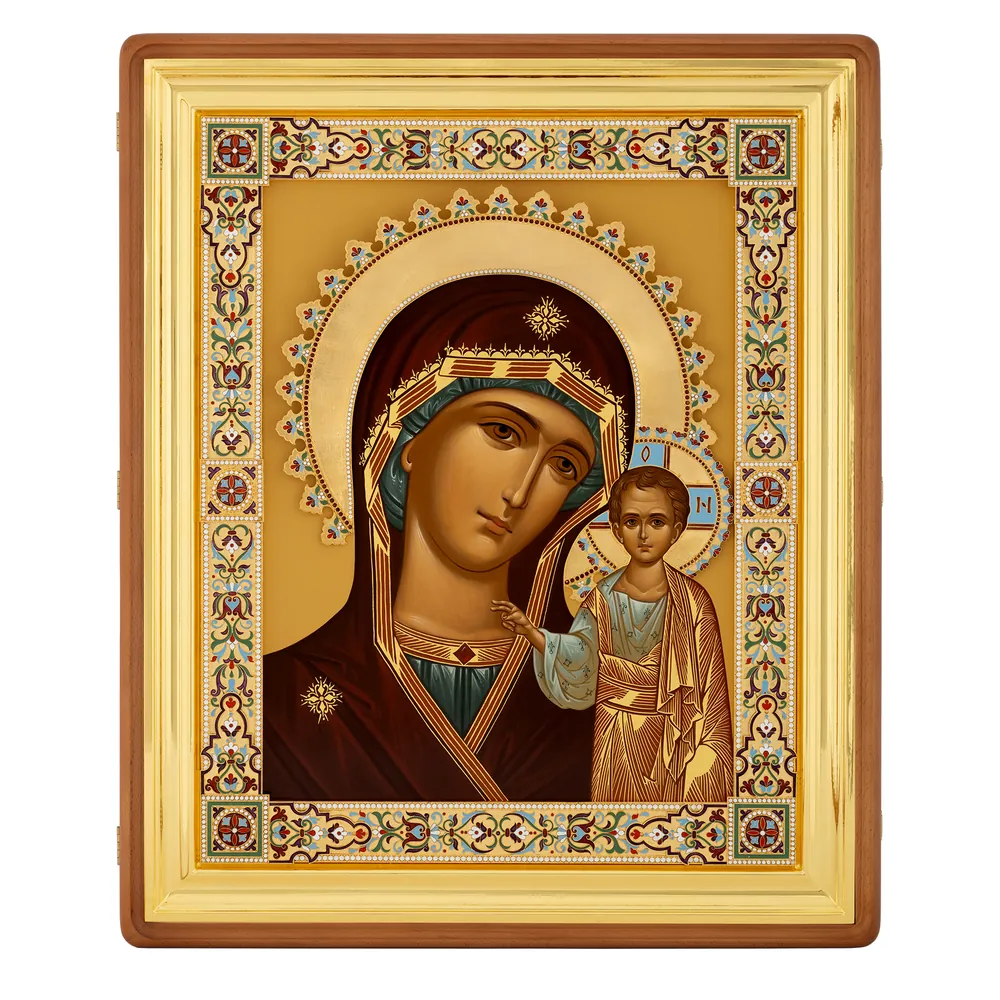 Икона живописная в серебряном окладе 50*70 / киот / Казанская БМ (УИН 6432205322791661)