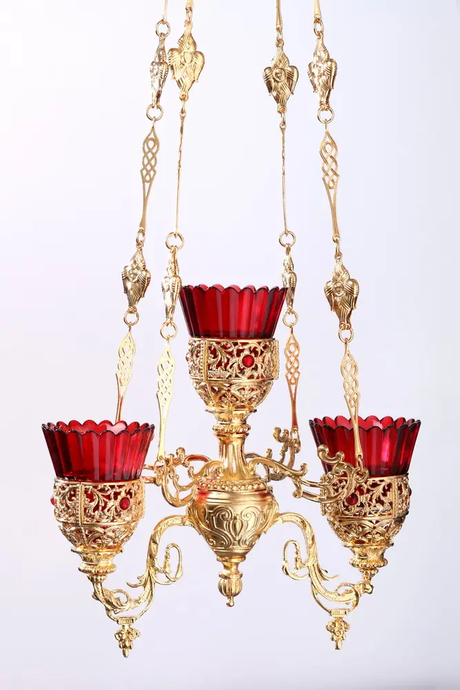 Three-lamp holder cast gilding