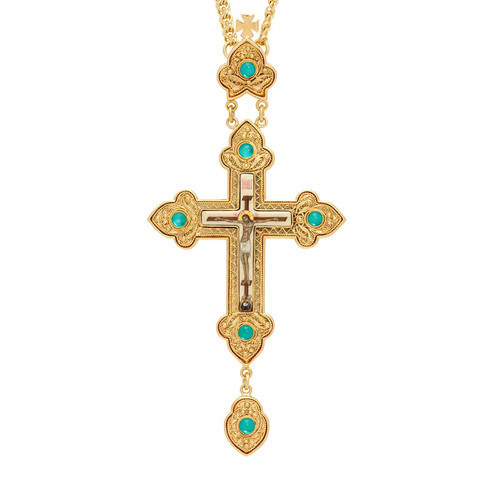 Pectoral cross filigree №0051 single rim enamel miniature / gilding