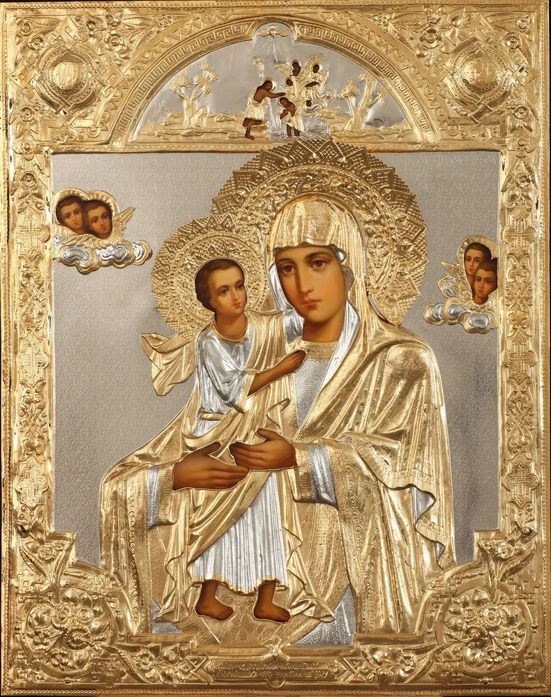 ღვთისმშობლის ფერწერული ხატი «დაღუპულთა მაძიებელი» 70×90, ზეთი, მოჭედილობა №152, მოოქროვება