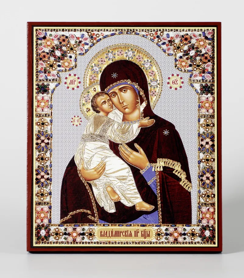 Icon on board 22×26 3D print, varnish Vladimir Mother of God 1