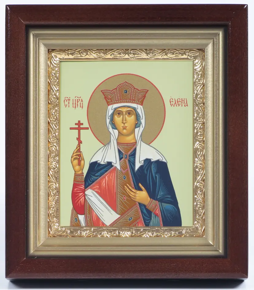 Icon in icon case 11×13 complex, tempera, gilded frame Helen