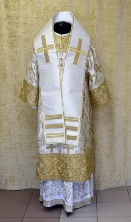 Bishop's vestment №097 natural silk embroidered galloon machine yellow