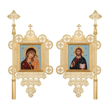 Banners stamping partial gilding engraving without poles (pair)