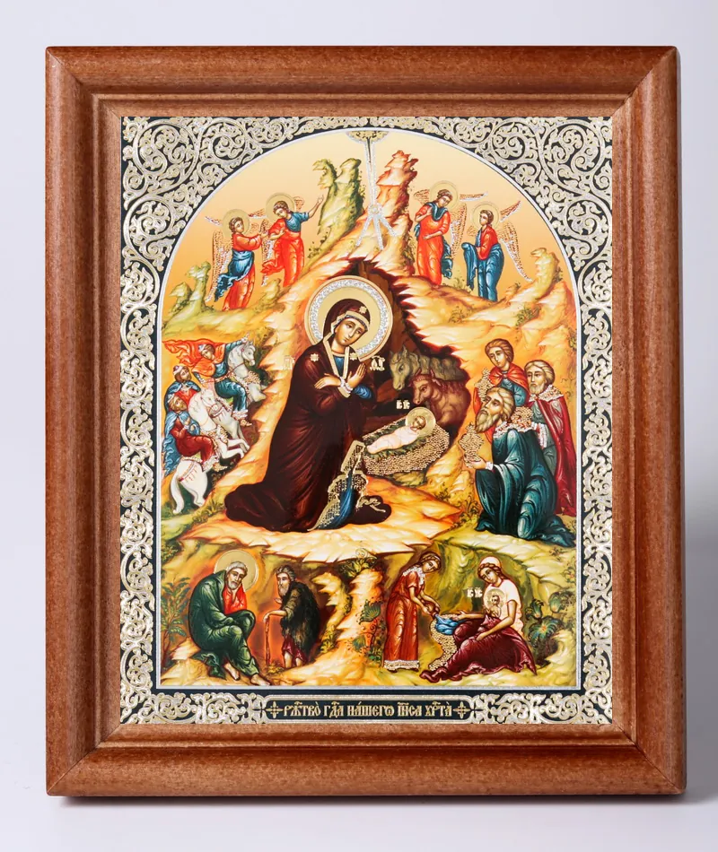 Icon in wooden frame №1 11×13 double embossing Nativity of Christ 40