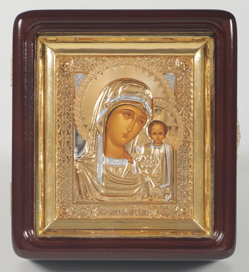 Icon in stamped cover 11 * 13 silver / icon case / gilding / Kazan Mother of God