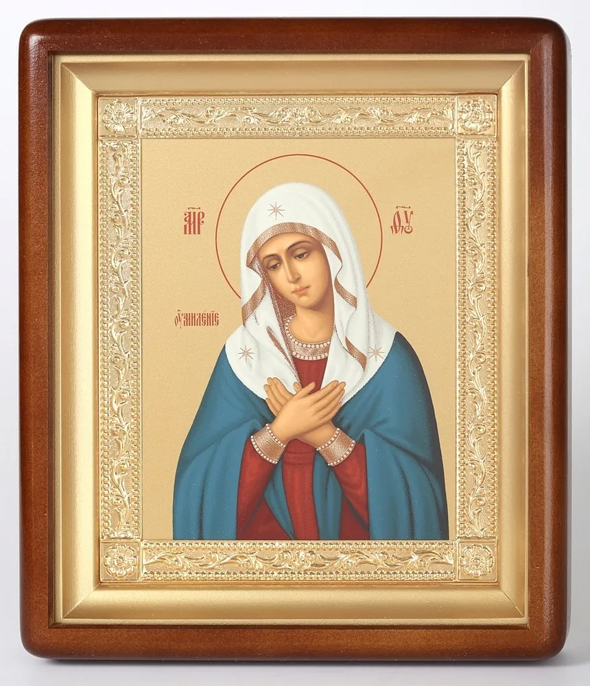 Icon in icon case 18×24 shaped, tempera, gilded frame Tenderness 1