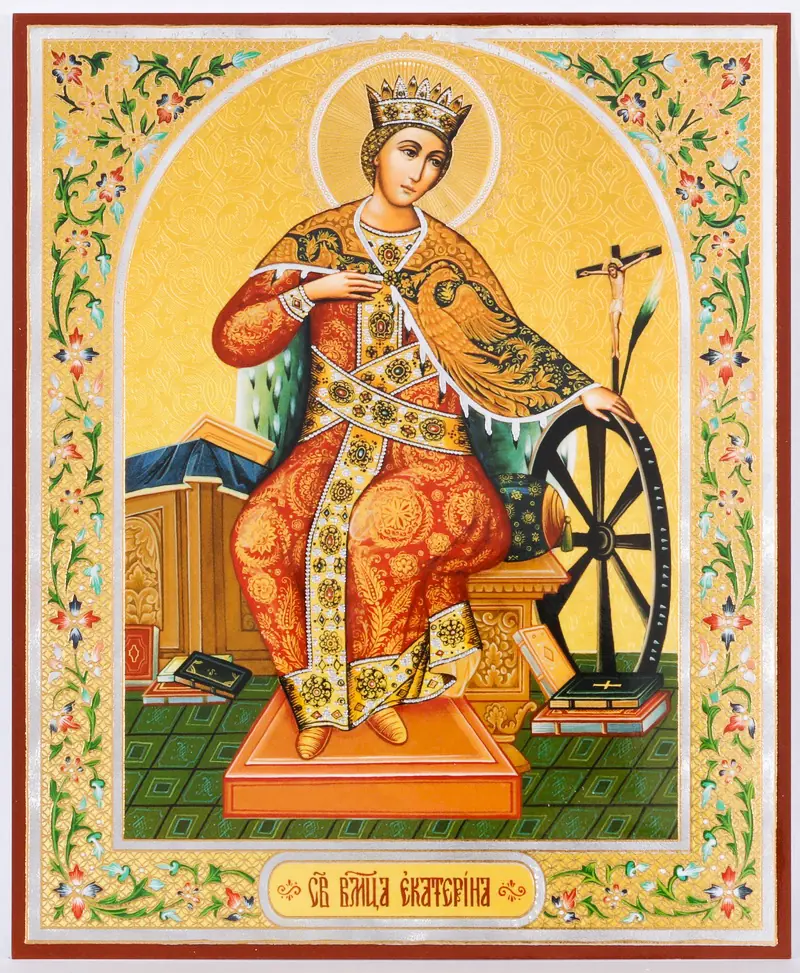 ხატი ხის დაფაზე 11×13 ორმაგი ტვიფრი ეკატერინე ალექსანდრიელი, დიდმოწამე (2)