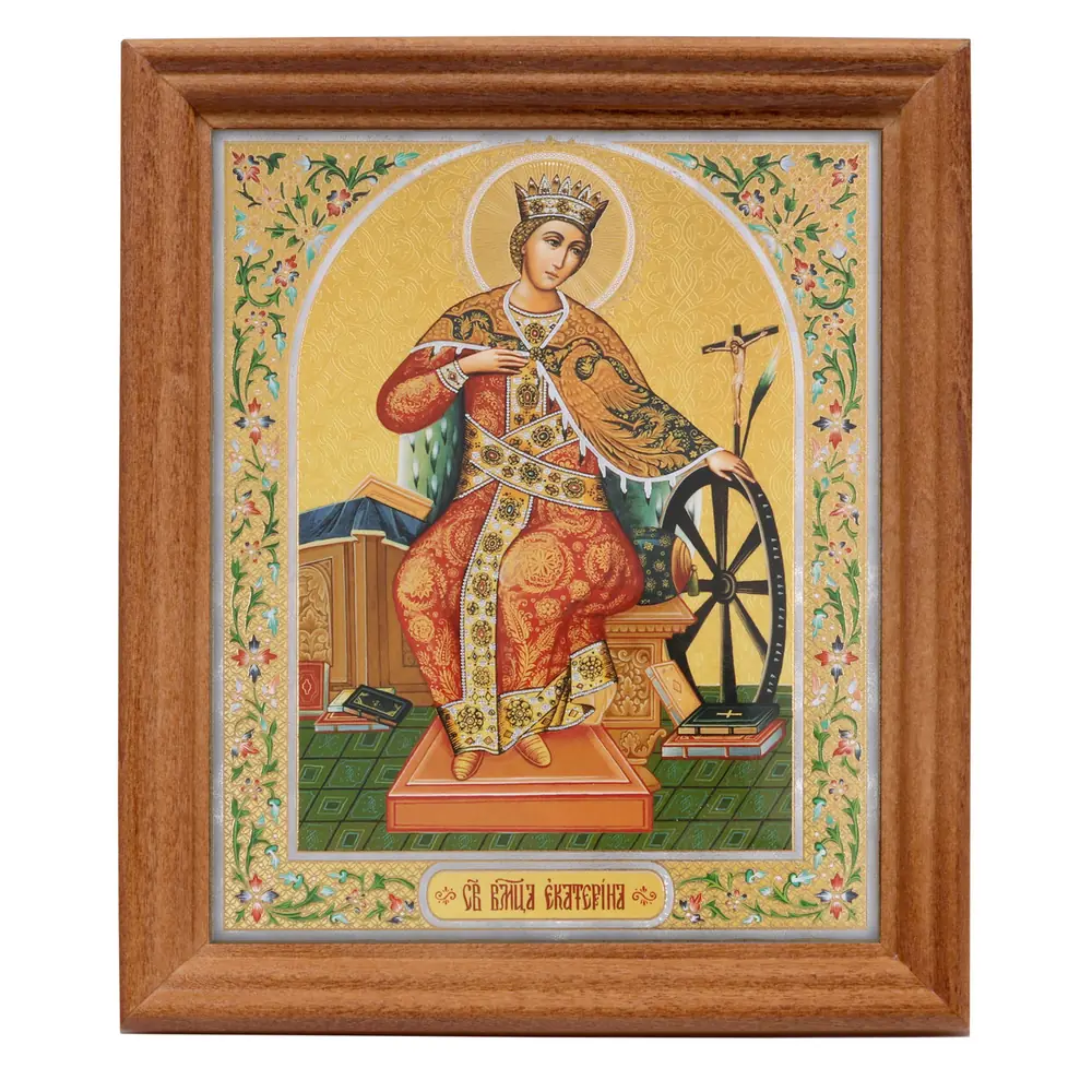 Icon in wooden frame №3 11×13 double embossing Catherine of Alexandria, Great Martyr (2)