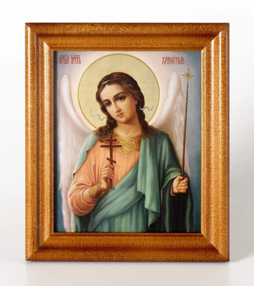 Icon in wooden frame №2 11×13 embossing Guardian Angel (half-length) №5