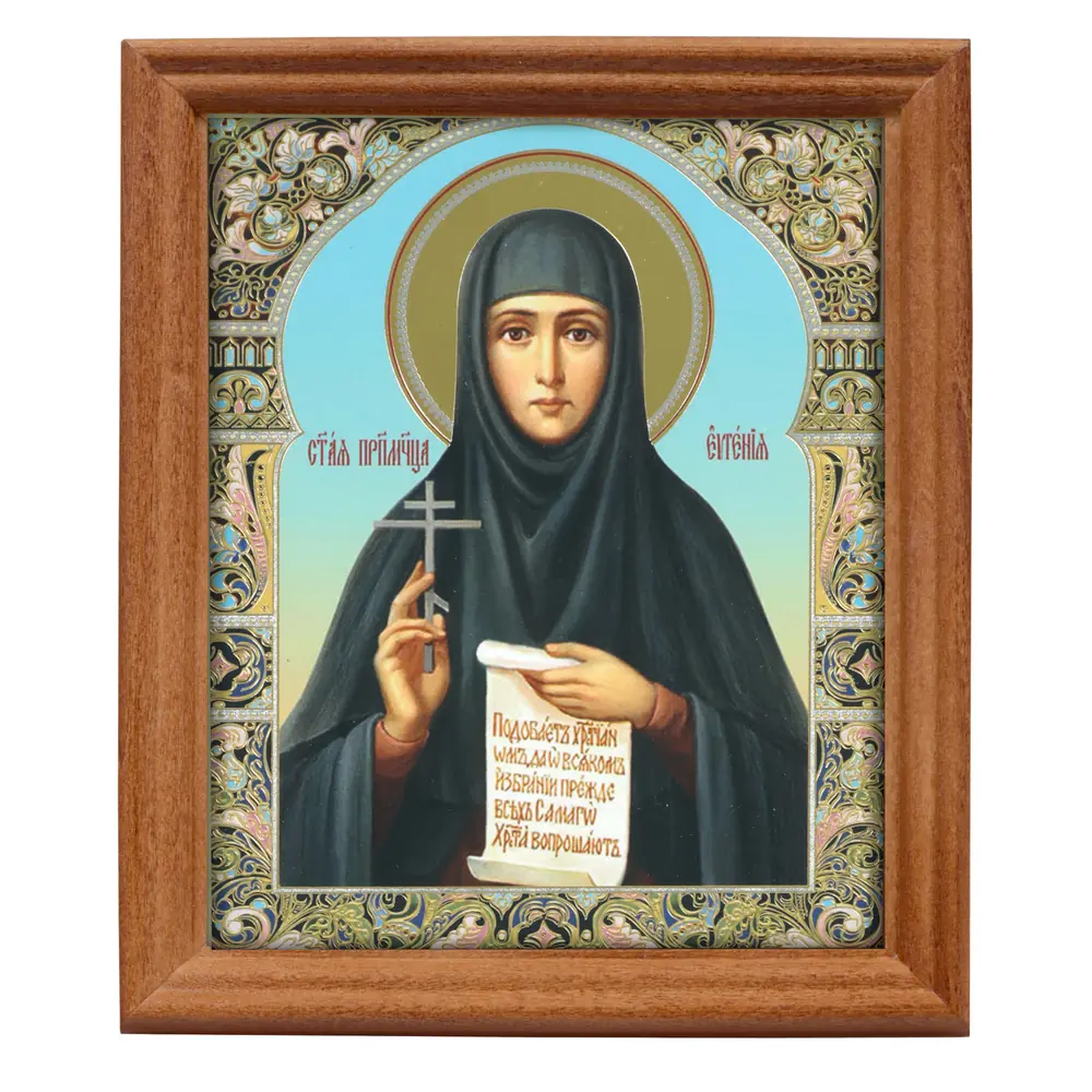Icon in wooden frame №3 11×13 double embossing Eugenia of Rome, Venerable Martyr 3