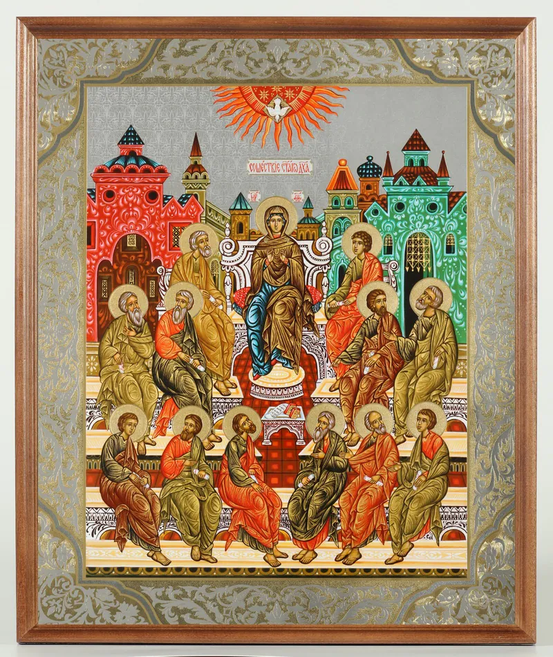 Icon in wooden frame №1 30×40 double embossing, packaging Descent of the Holy Spirit