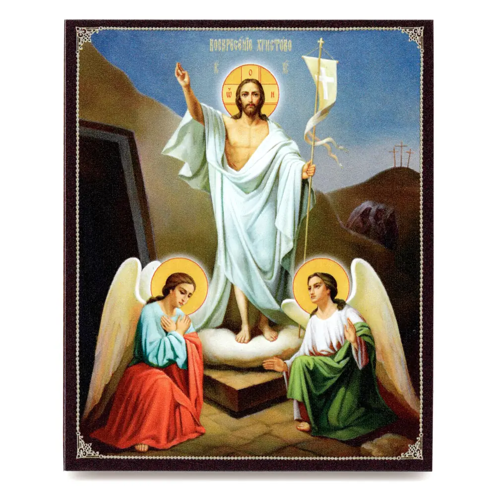 Icon on board 9×11 3D print, varnish Resurrection of Christ 3