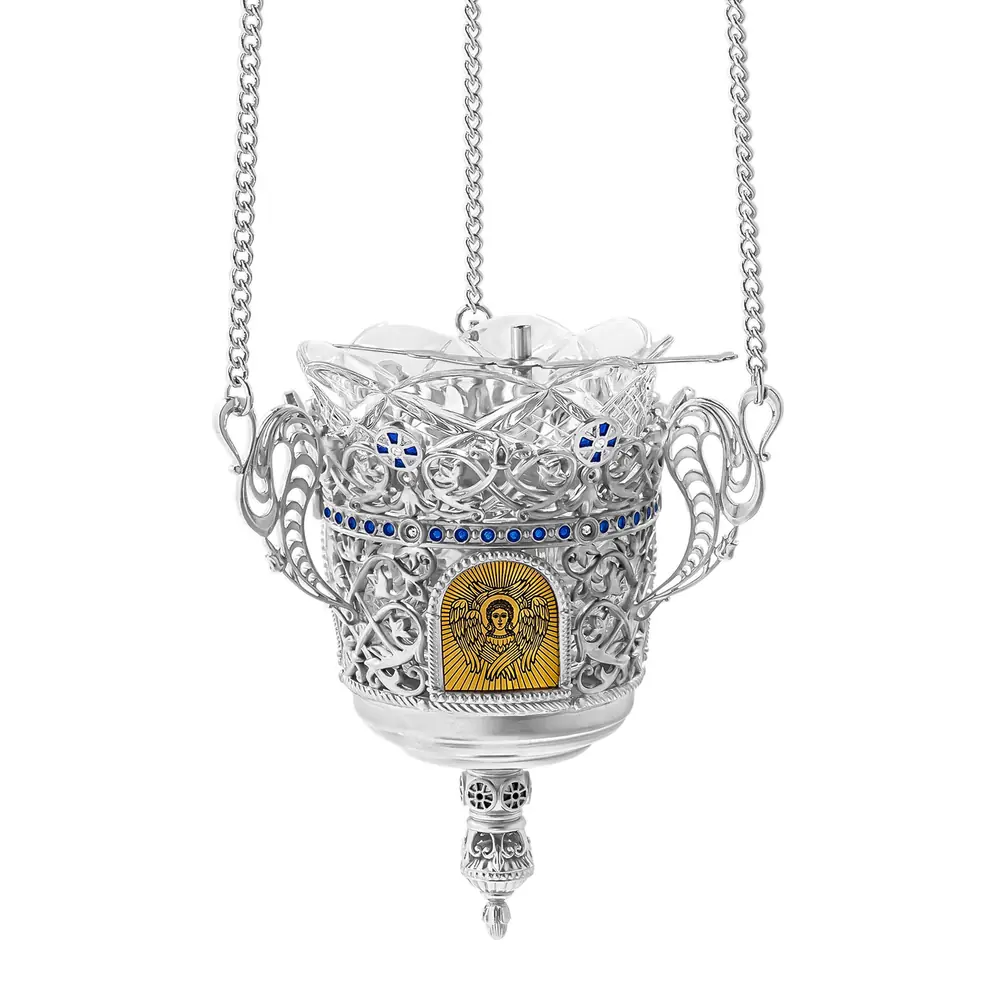Hanging vigil lamp №41 casting, enamel / silver plating, gilding