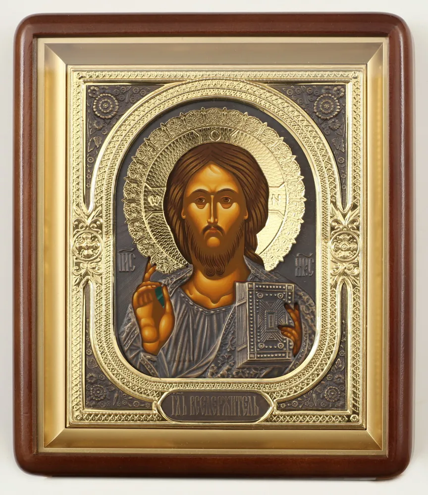 ხატი კიოტში 18×24 ფიგურული, ტემპერა, კომბინირებული მოჭედილობა (№1 + პატინირებული) მაცხოვარი