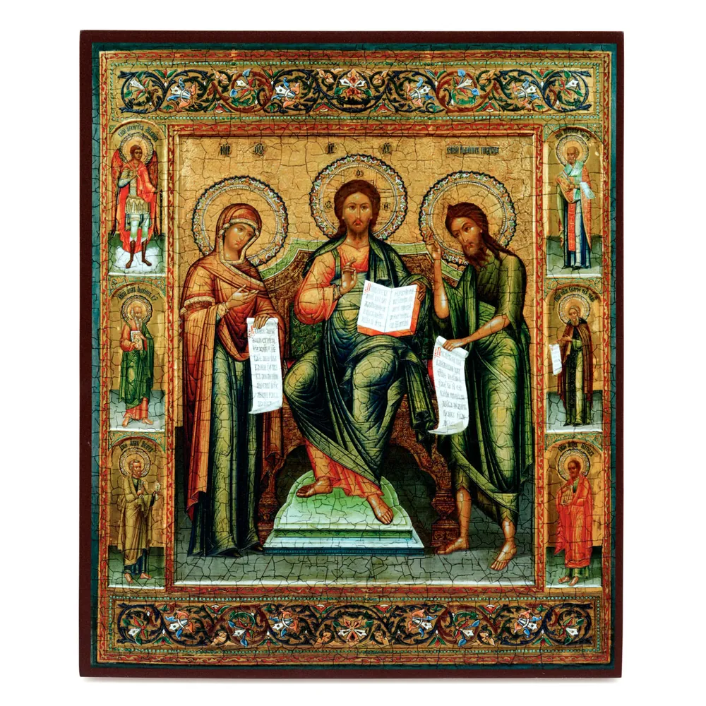 Icon on board 30×40 3D print, varnish №2 Saviour with attendant saints