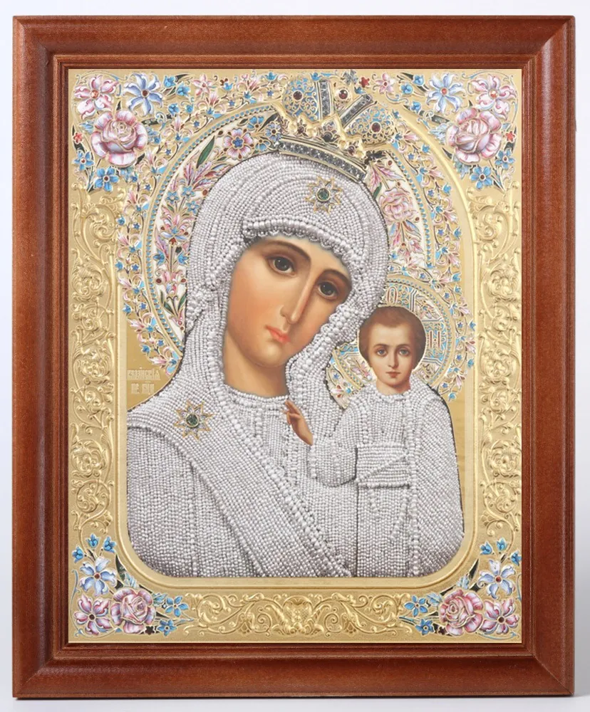 ხატი ხის ჩარჩოში 24×30 რელიეფური ტვიფრი (მინის გარეშე) ყაზანის ღვთისმშობელი 27