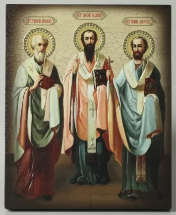 Icon on board 13×15 3D print, varnish Three Holy Hierarchs