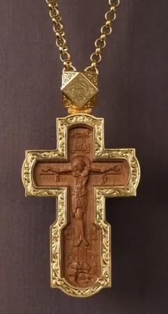Pectoral cross №62 wooden insert / gilding