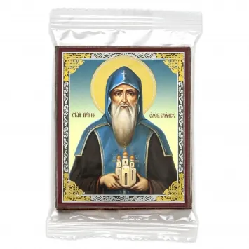 Icon on wooden panel 6×9 double embossing, annotation, packaging Oleg of Bryansk 2
