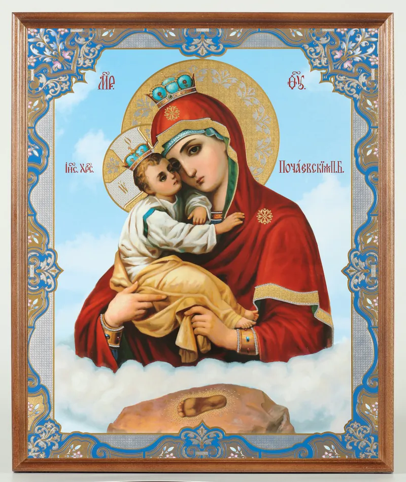 Icon in wooden frame №1 30×40 double embossing, packaging Pochaev Mother of God 2